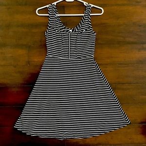 Xhilaration Black/White Striped Sleeveless Dress